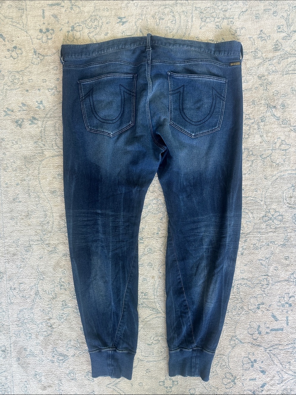 True Religion Men's Dark Blue Slim Denim Joggers Size 42